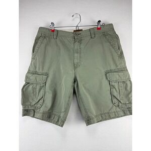 St Johns Bay Mens Cargo Shorts Green Cotton Twill Multi Pocket Size 36 1289